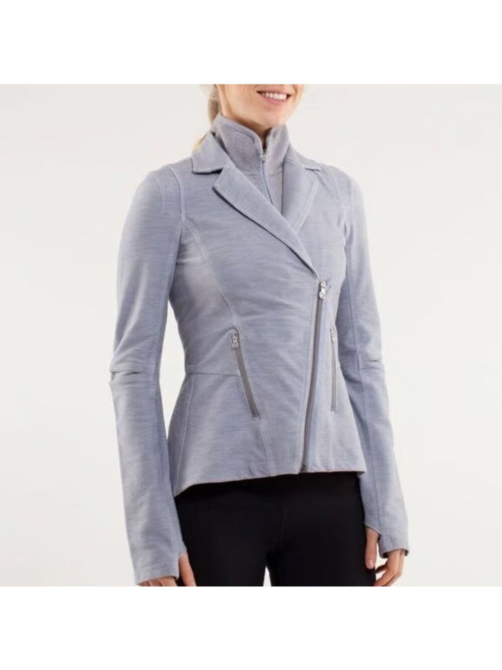 Lululemon Sz 4 Gray Ride On Blazer Moto Dickey Athleisure Jacket